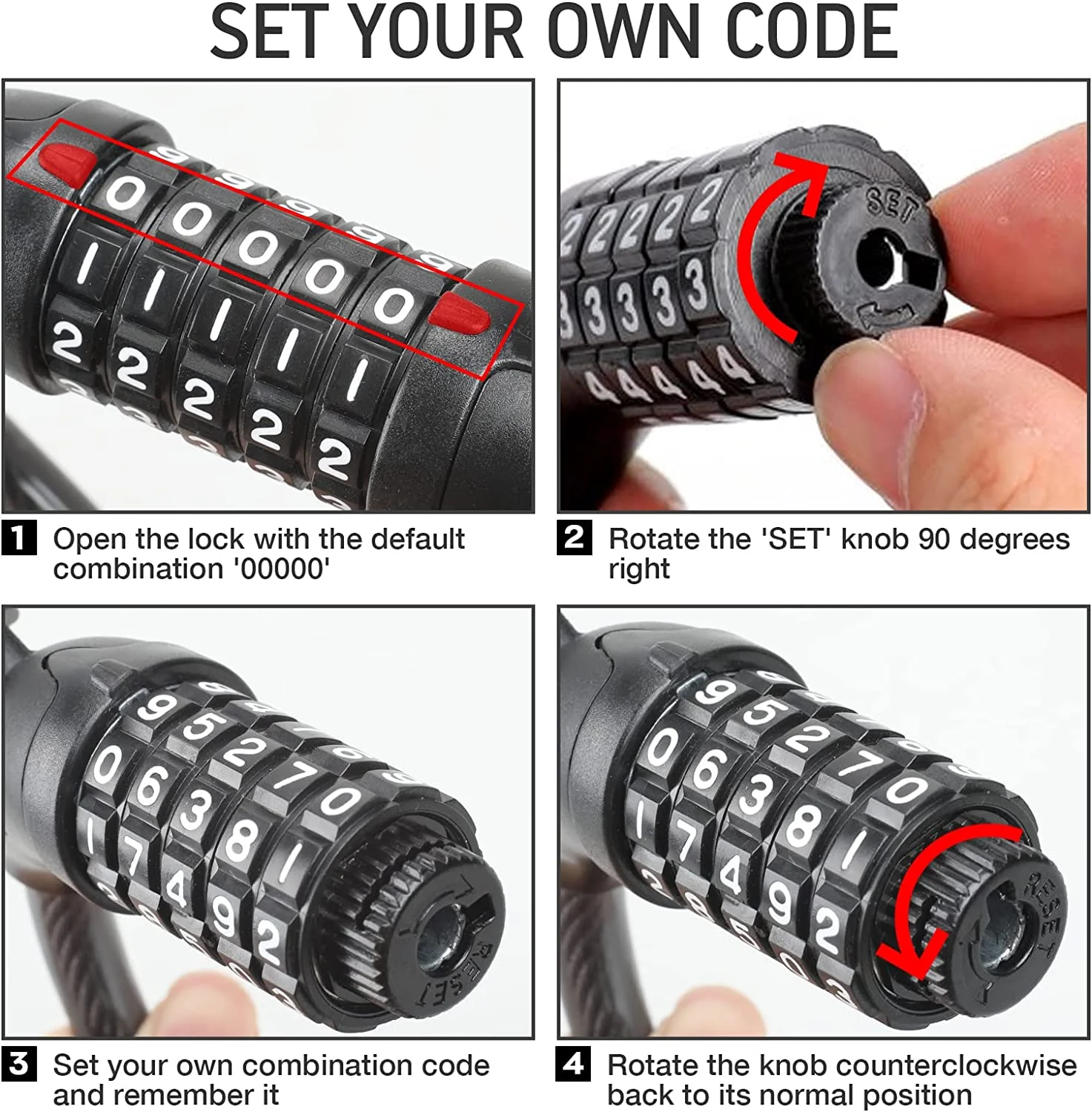 Scooter Lock Cable Bicycle Combination Locks Coiled Chain Lock Basic Self Coiling Core Steel - Image 6